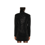 Virgin Wool-Blend Plain-Knit Cardigan with All-Over Rhinestones