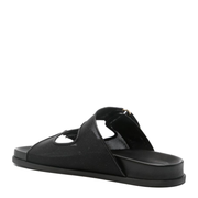 Fayence Sandal Black Mesh and Patent Leather Sandals