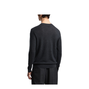 Dark Grey Textured Knit Round Neck Long Sleeve Top