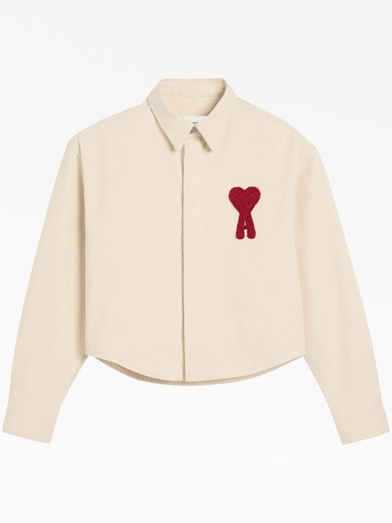 AMI Paris women's Natural Cotton Ami De Coeur Cropped Shirt