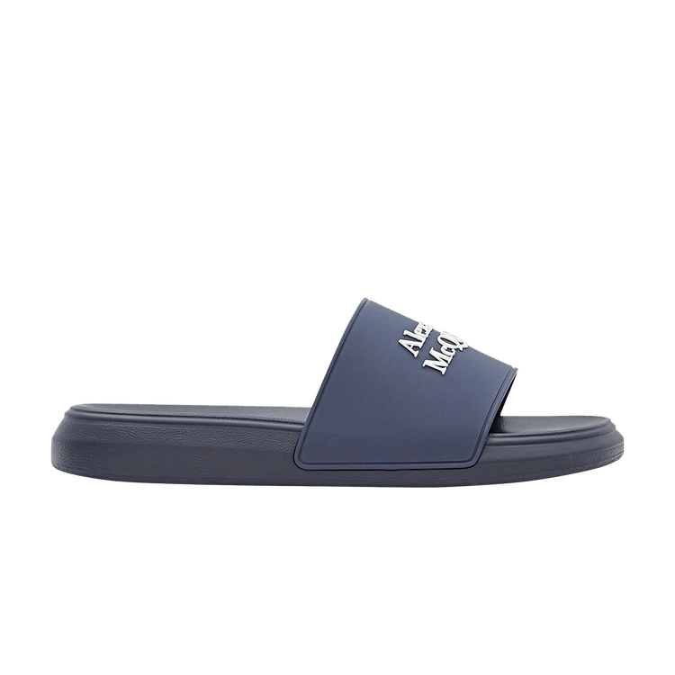 Alexander McQueen Logo Pool Slides Navy