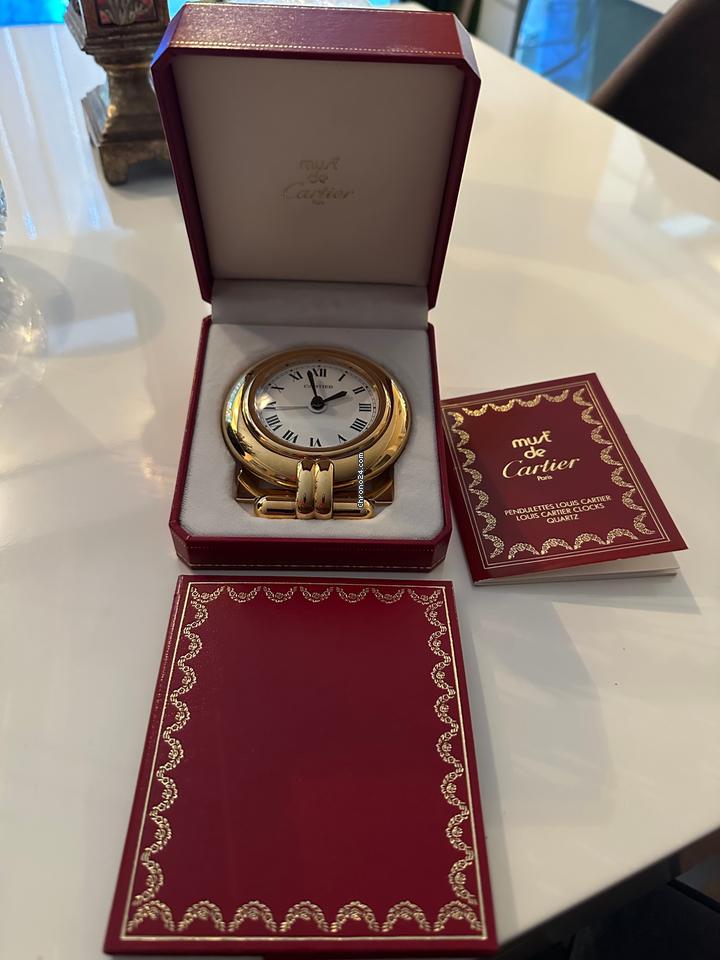 Cartier Desk Clock Cartier Pendulettes Réveil Masa Saati – Altın Kaplama Quar