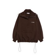 Brown Cotton Anorak Sweatshirt