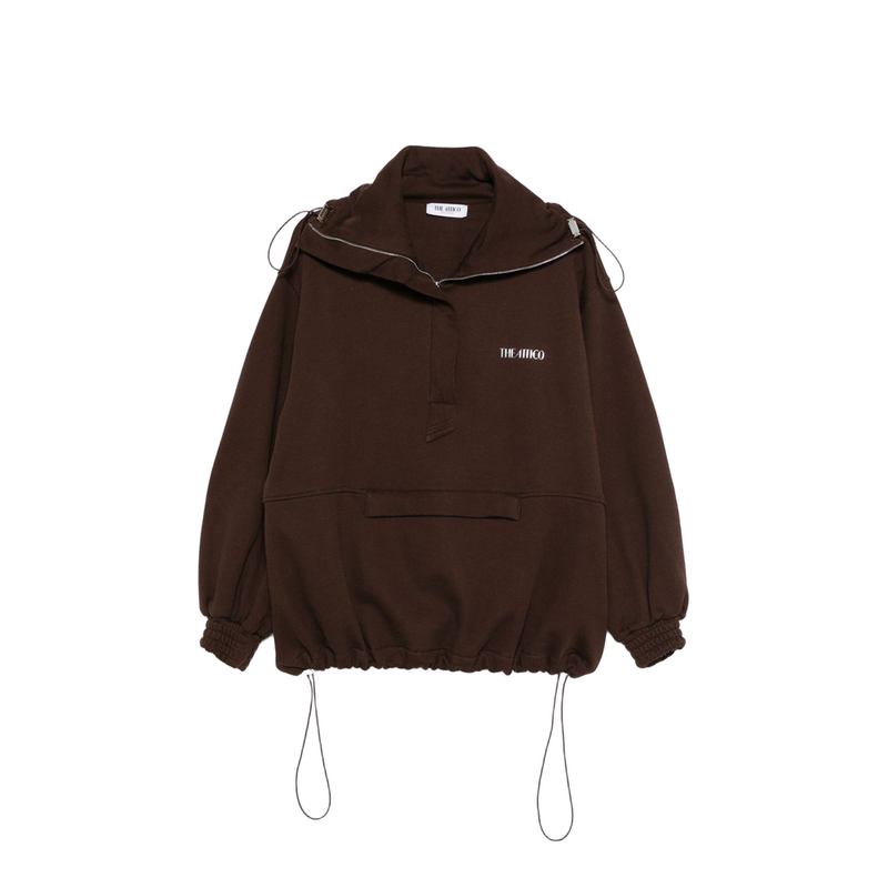 Brown Cotton Anorak Sweatshirt