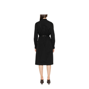 Cotton Poplin Dress with Belt in Black