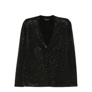 Virgin Wool-Blend Plain-Knit Cardigan with All-Over Rhinestones