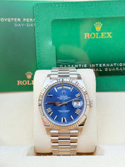 Rolex | Day-Date | 228239 | White gold | 40 mm | White gold | Blue | Automatic