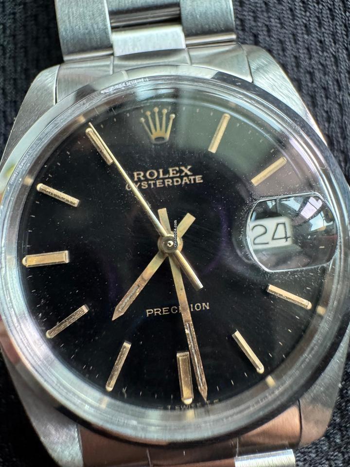 Rolex | Oysterdate Precision | 6694 | Steel | 34 x 40 mm | Steel | Black | Manual winding
