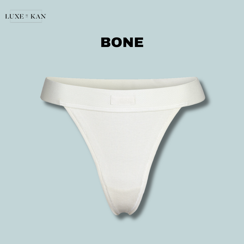 SKIMS Ribbed stretch-cotton thong