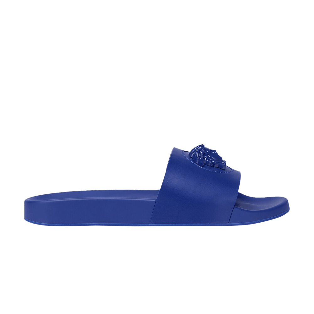 Versace Leather Slides LA Medusa Royal Blue