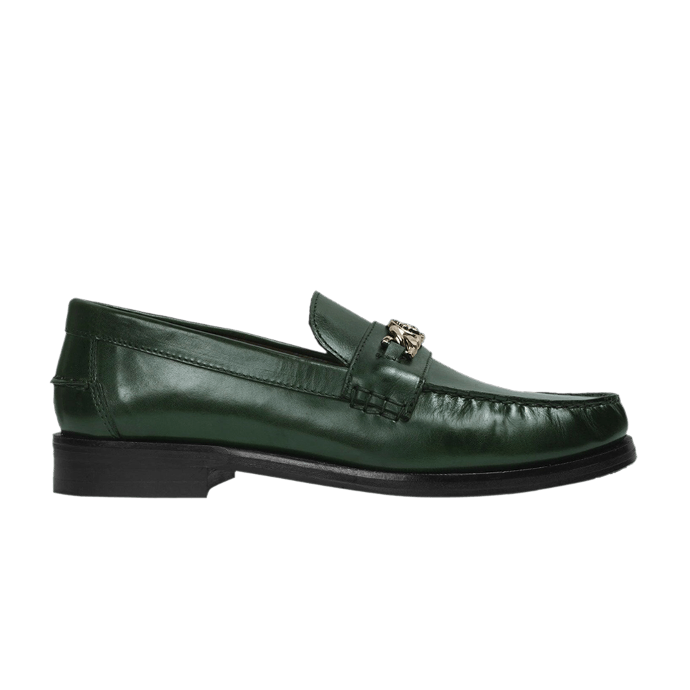 Versace Chain Leather Loafers Green