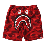 BAPE Color Camo Shark Beach Shorts Red