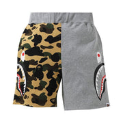 BAPE 1st Camo Half Side Shark Sweat Shorts Yellow
