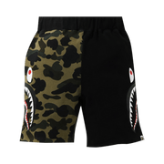 BAPE 1st Camo Half Side Shark Sweat Shorts Green