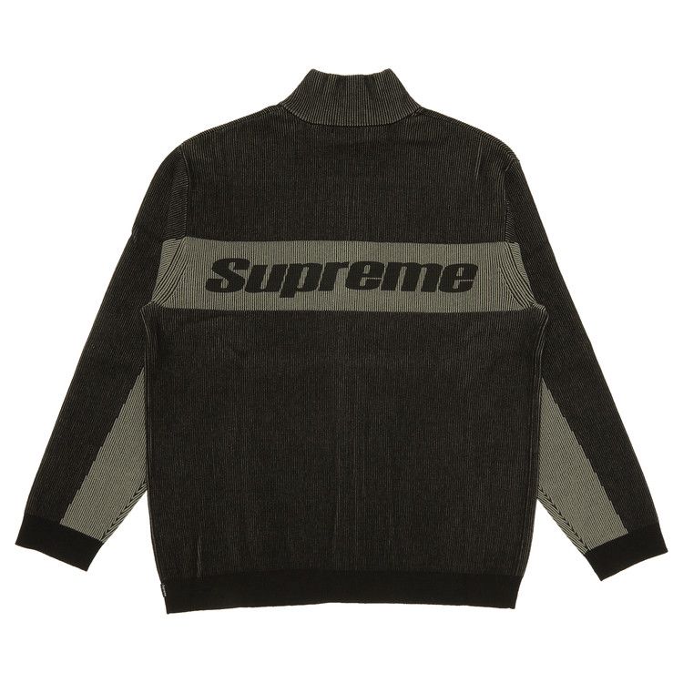 Supreme 2-Tone Ribbed Zip Up Sweater Black