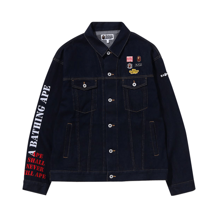 BAPE Multi Motif Loose Fit Denim Jacket Indigo