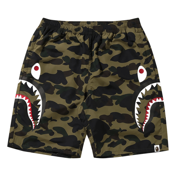 BAPE 1St Camo Side Shark Beach Shorts Green