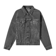 Palm Angels Logo Over Denim Jacket Black/White