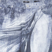 Balmain Statue Printed Loose Denim Pants Blue/Gris