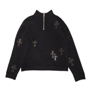 Chrome Hearts Ponyhair Cross Quarter Zip Black