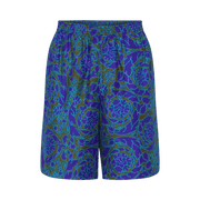 Versace Baroque Print Silk Shorts Khaki/Blue