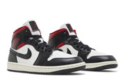 Wmns Air Jordan 1 Mid Black Off White Gym Red
