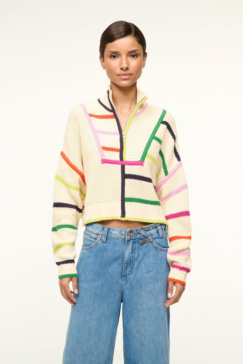 CROPPED HAMPTON SWEATER CREAM RAINBOW MULTI