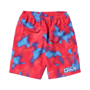 BAPE Stroke Camo Beach Shorts Red