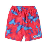 BAPE Stroke Camo Beach Shorts Red