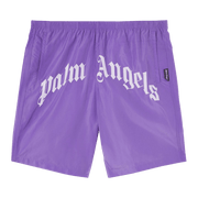 Palm Angels Curved Logo Swim Shorts Violet/White