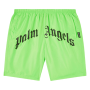 Palm Angels Curved Logo Swim Shorts Green Fluo