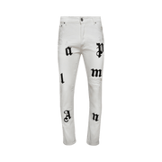 Palm Angels Bull Logo Patch Regular 5 Pocket Jeans Off White/Black