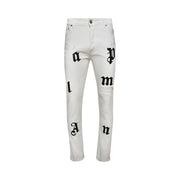 Palm Angels Bull Logo Patch Regular 5 Pocket Jeans Off White/Black