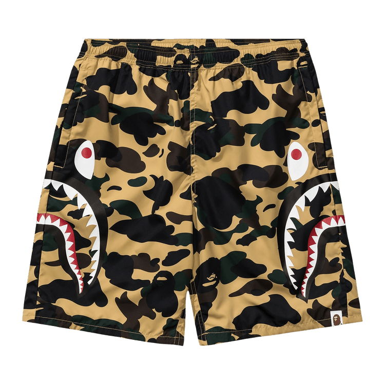 BAPE 1St Camo Side Shark Beach Shorts Yellow