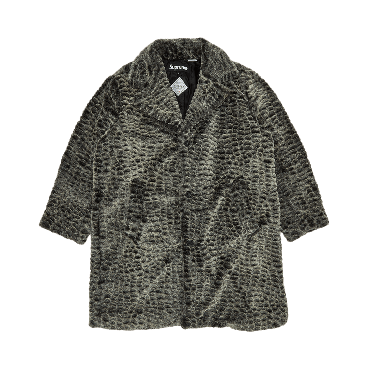 Supreme Croc Faux Fur Overcoat Black