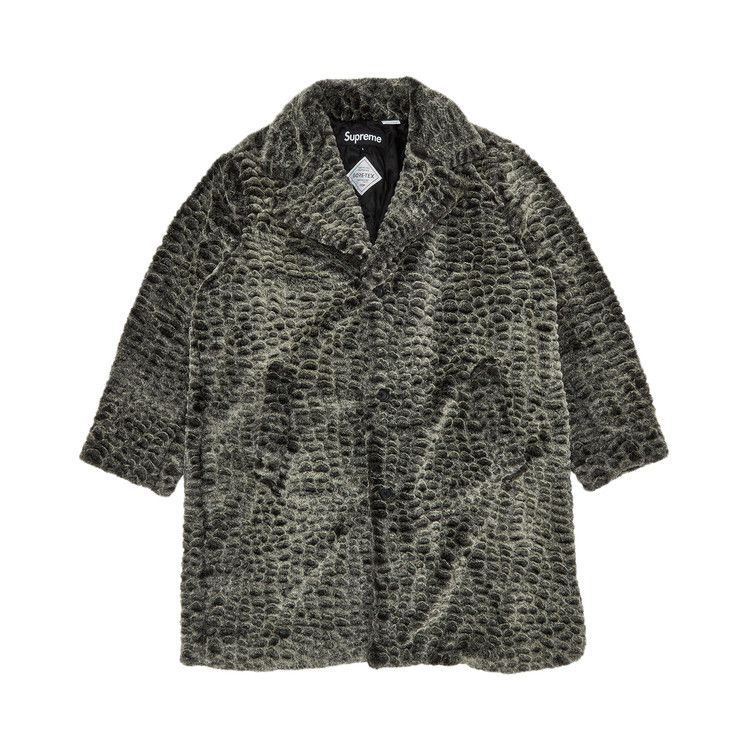 Supreme Croc Faux Fur Overcoat Black