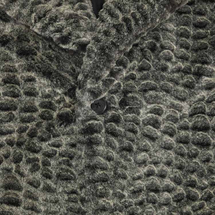 Supreme Croc Faux Fur Overcoat Black