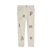 Palm Angels Rainbow Logo Patch Jeans Off White