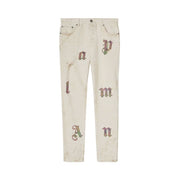 Palm Angels Rainbow Logo Patch Jeans Off White