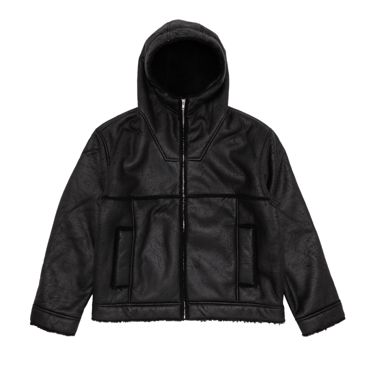 Supreme Faux Shearling Hooded Jacket Black