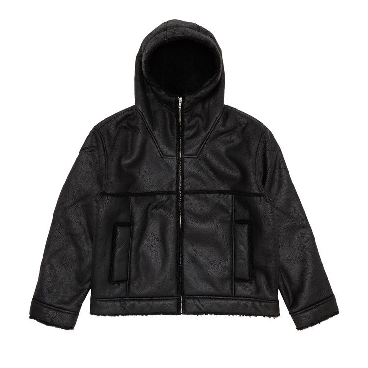 Supreme Faux Shearling Hooded Jacket Black