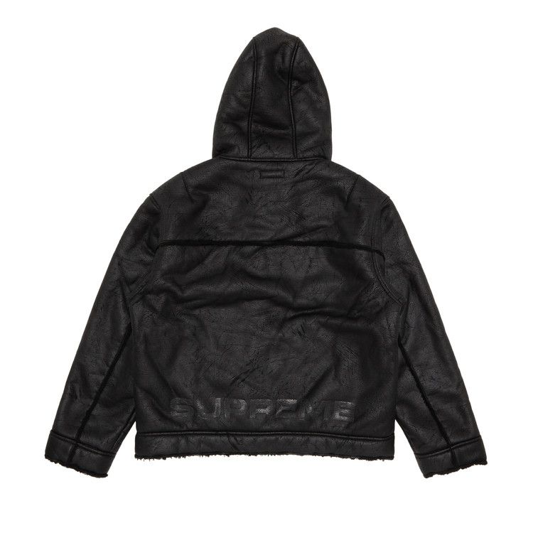Supreme Faux Shearling Hooded Jacket Black