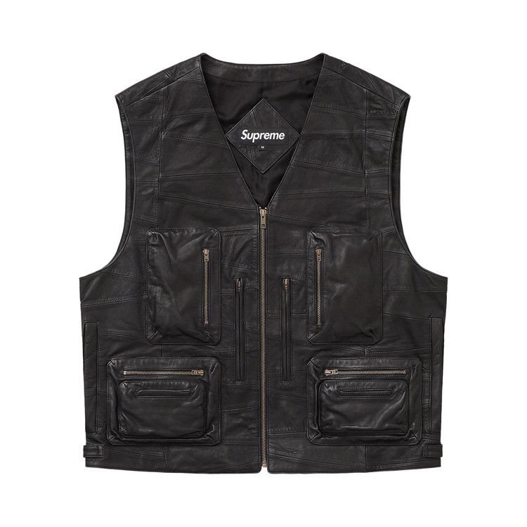Supreme Patchwork Leather Cargo Vest Black