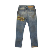 Palm Angels Curved Palm Patch Detail Straight Leg Jeans Blue