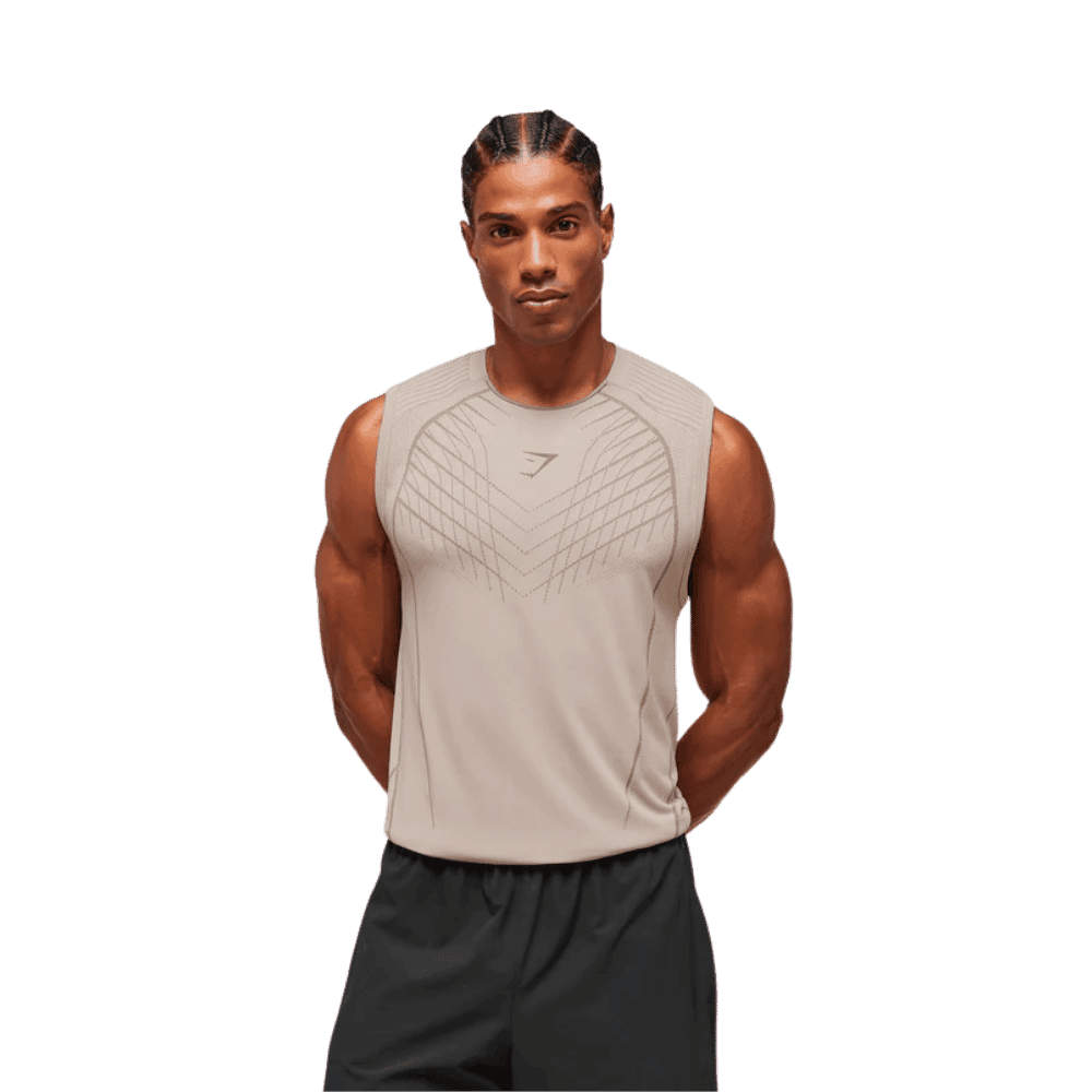 Gymshark Apex Seamless Tank Slim Fit Mushroom Grey/Pitch Grey