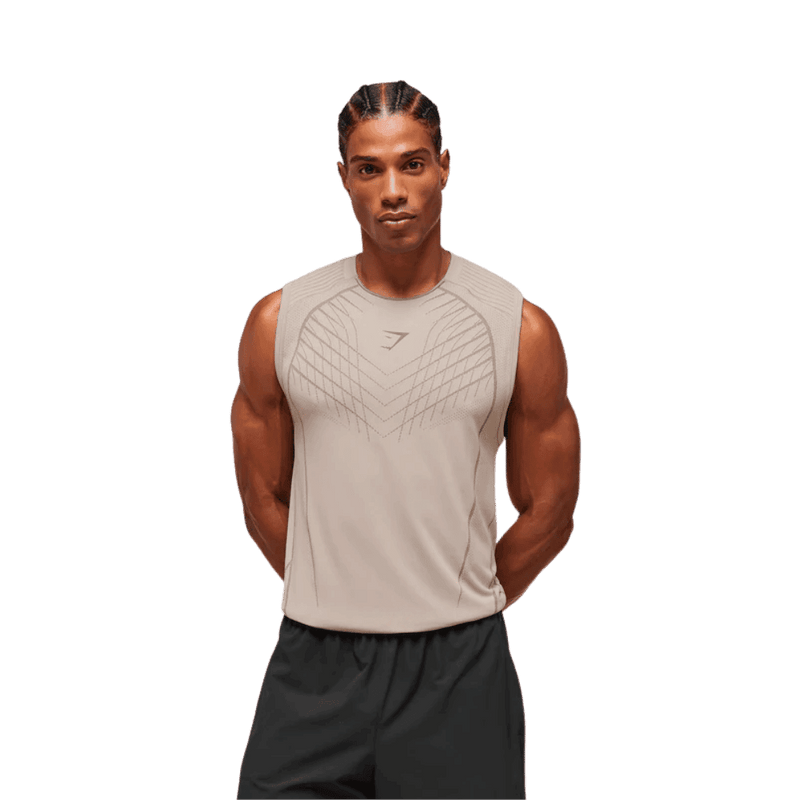 Gymshark Apex Seamless Tank Slim Fit Mushroom Grey/Pitch Grey