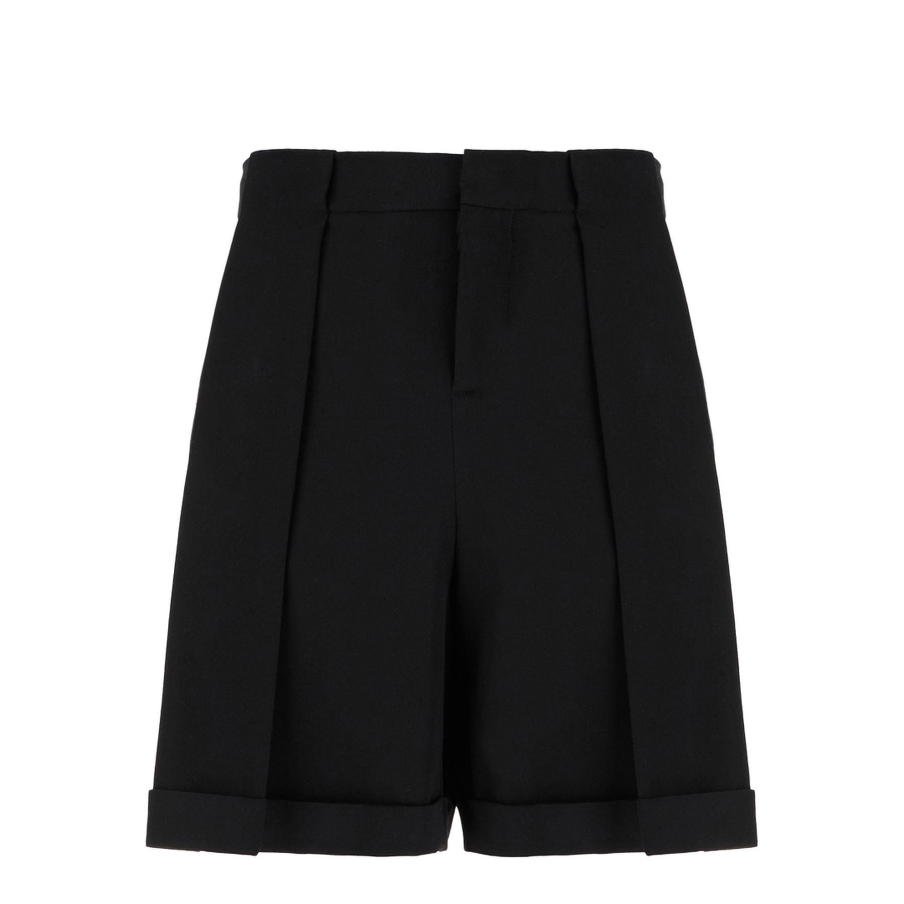 Pleated Gabardine Shorts - Black