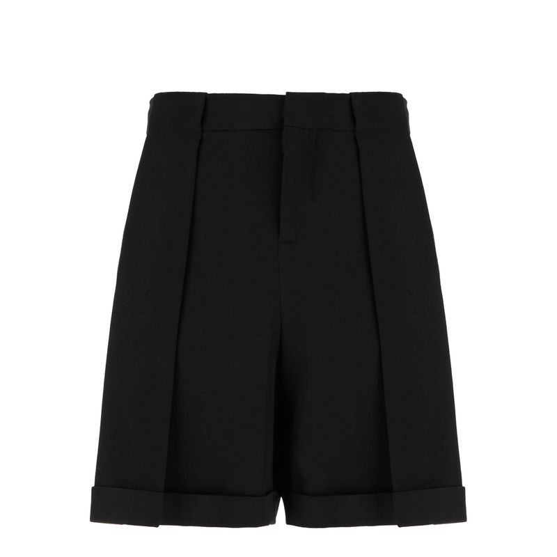Pleated Gabardine Shorts - Black
