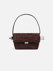 Jacquemus The Rond CarreShoulder Bag With Flap Dark Brown