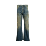 Palm Angels Ripped Straight Leg Jeans Blue/Brown